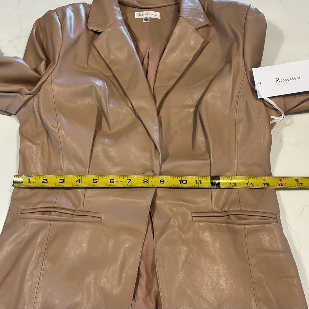 Rosevelvet Taupe Faux Leather Blazer Medium - Picture 12 of 16